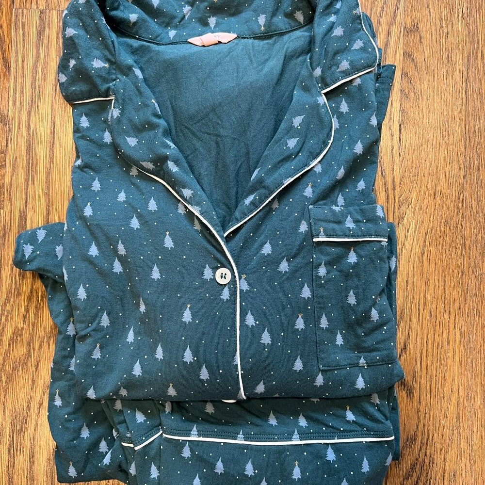 Eberjey Gisele Tencel Modal Long PJ Set in Green Trees